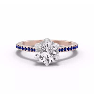 Marigold Tulip Inspired Sapphire Two-Tone Engagement Ring