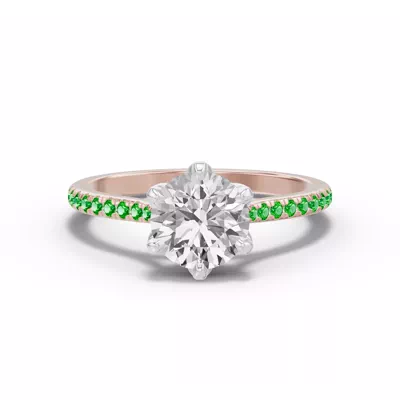 Marigold Tulip-Inspired Tsavorite Two-Tone Engagement Ring