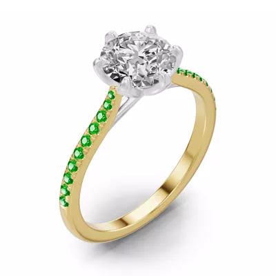 Marigold Tulip-Inspired Tsavorite Two-Tone Engagement Ring