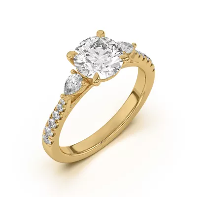 Taryn Pear 3-Stone With Pavé Engagement Ring