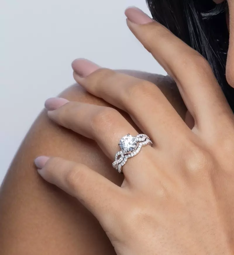 14K White Gold Gina Twisted Pavé Diamond Engagement Ring