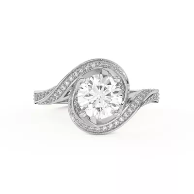 Elara Swirl Pavé Engagement Ring