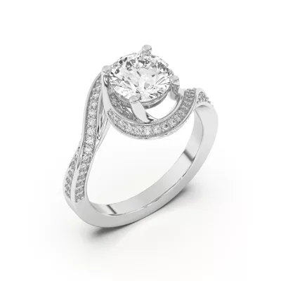 Elara Swirl Pavé Engagement Ring