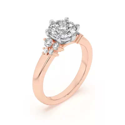 Kume Six-Prong Diamond Cluster Two-Tone Engagement Ring