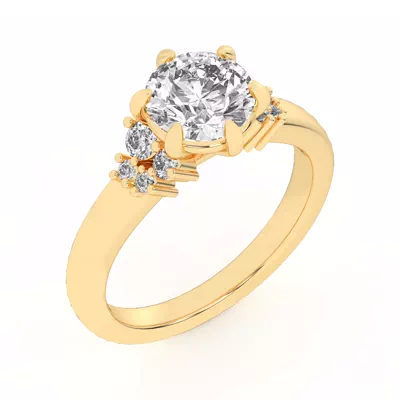 Kume Six-Prong Diamond Cluster Engagement Ring