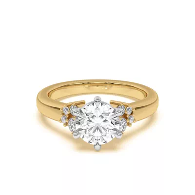 Kume Six-Prong Diamond Cluster Two-Tone Engagement Ring