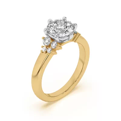 Kume Six-Prong Diamond Cluster Two-Tone Engagement Ring