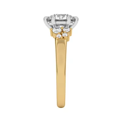 Kume Six-Prong Diamond Cluster Two-Tone Engagement Ring