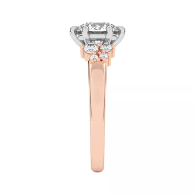 Kume Six-Prong Diamond Cluster Two-Tone Engagement Ring