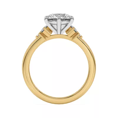 Kume Six-Prong Diamond Cluster Two-Tone Engagement Ring