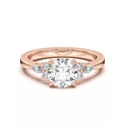 Blanche Round and Marquise Cluster Engagement Ring