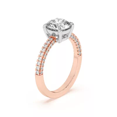 Trio Diamond Two-Tone Engagement Ring