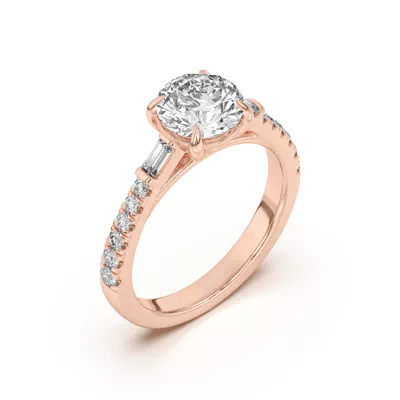 Francesca Round And Baguette Cathedral Engagement Ring