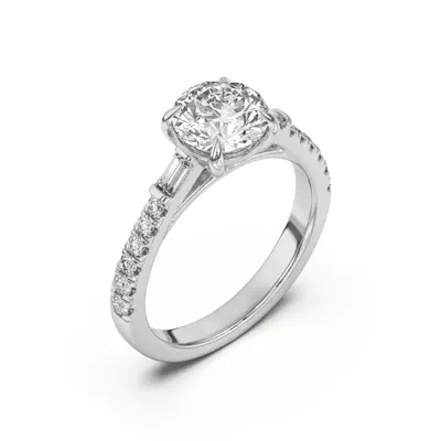 Francesca Round And Baguette Cathedral Engagement Ring