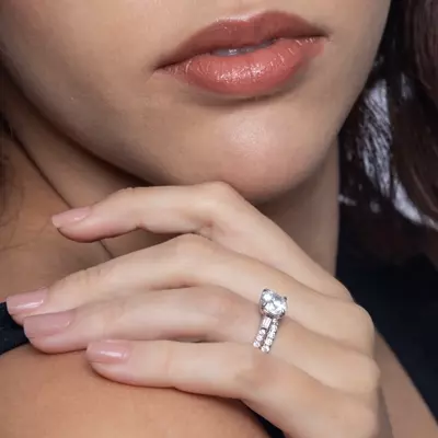 Francesca Round And Baguette Cathedral Engagement Ring