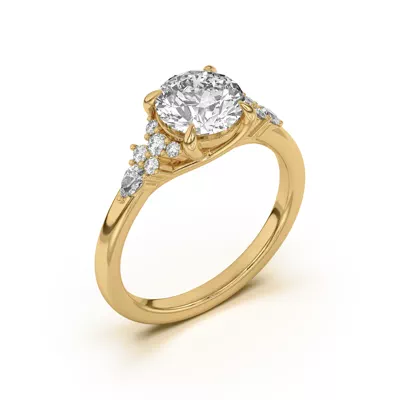 Belinda Pear and Round Diamond Cluster Engagement Ring