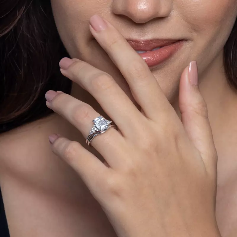 18K White Gold Belinda Pear and Round Diamond Cluster Engagement Ring