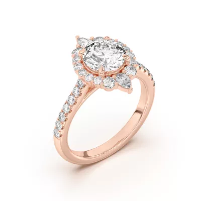 Lexa Round and Pear Diamond Halo Engagement Ring