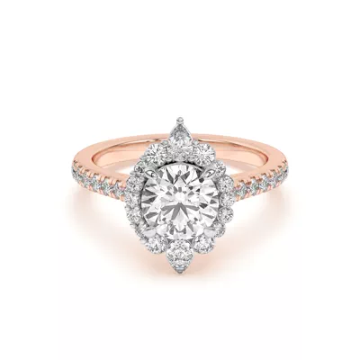 Lexa Round and Pear Diamond Two-Tone Halo Engagement Ring