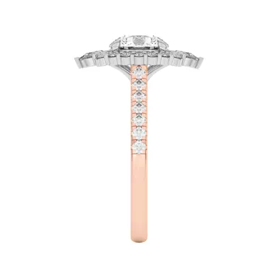 Lexa Round and Pear Diamond Two-Tone Halo Engagement Ring