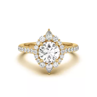 Lexa Round and Pear Diamond Halo Engagement Ring