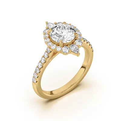 Lexa Round and Pear Diamond Halo Engagement Ring