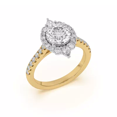 Lexa Round and Pear Diamond Two-Tone Halo Engagement Ring