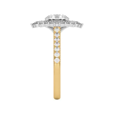 Lexa Round and Pear Diamond Two-Tone Halo Engagement Ring