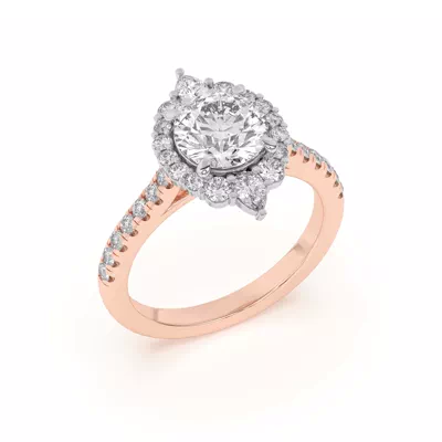 Lexa Round and Pear Diamond Two-Tone Halo Engagement Ring