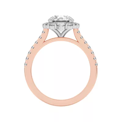 Lexa Round and Pear Diamond Two-Tone Halo Engagement Ring