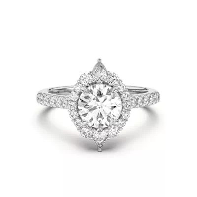 Lexa Round and Pear Diamond Halo Engagement Ring