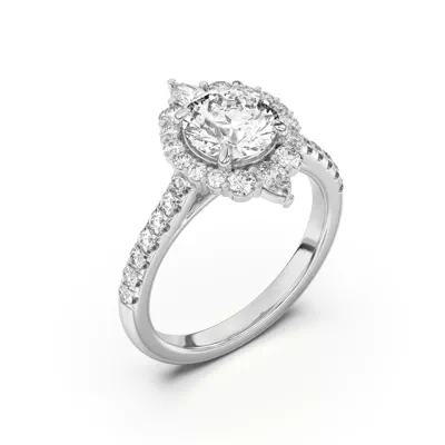 Lexa Round and Pear Diamond Halo Engagement Ring