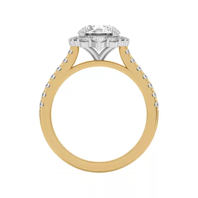 Lexa Round and Pear Diamond Two-Tone Halo Engagement Ring