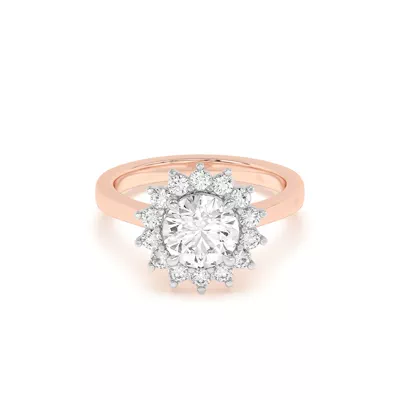 Nova Burst Two-Tone Halo Engagement Ring