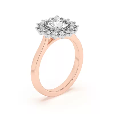 Nova Burst Two-Tone Halo Engagement Ring