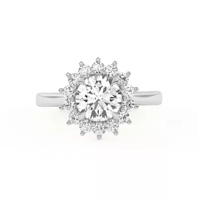 Nova Burst Halo Engagement Ring