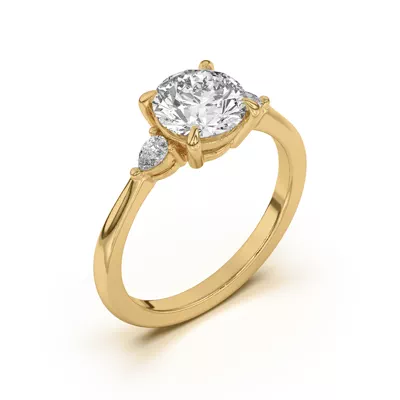 Kelsey Pear Diamond Three-Stone Engagement Ring