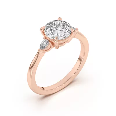Kelsey Pear Diamond Three-Stone Engagement Ring