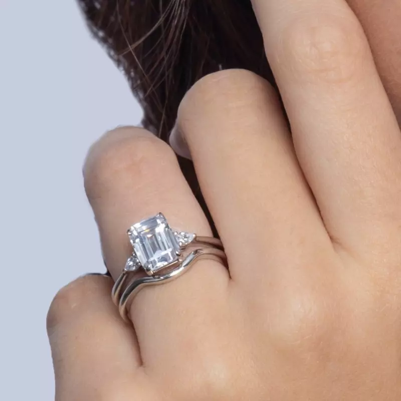 18K White Gold Kelsey Pear Diamond Three-Stone Engagement Ring