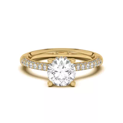 Ivana Triple Row Diamond Halo Ring With Bezel Accent Engagement Ring