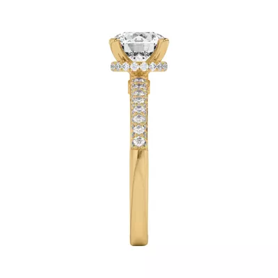 Ivana Triple Row Diamond Halo Ring With Bezel Accent Engagement Ring