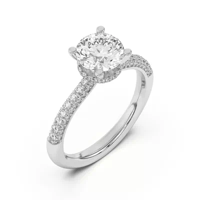 Ivana Triple Row Diamond Halo Ring With Bezel Accent Engagement Ring