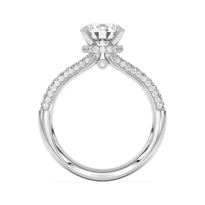 Ivana Triple Row Diamond Halo Ring With Bezel Accent Engagement Ring