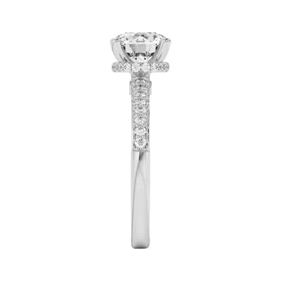 Ivana Triple Row Diamond Halo Ring With Bezel Accent Engagement Ring