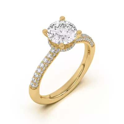 Ivana Triple Row Diamond Halo Ring With Bezel Accent Engagement Ring