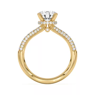 Ivana Triple Row Diamond Halo Ring With Bezel Accent Engagement Ring