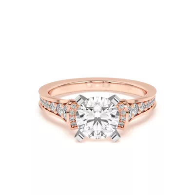 Bria Graduated Wide Cathedral Two-Tone Engagement Ring