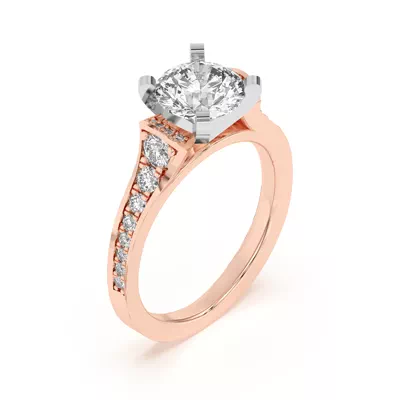 Bria Graduated Wide Cathedral Two-Tone Engagement Ring