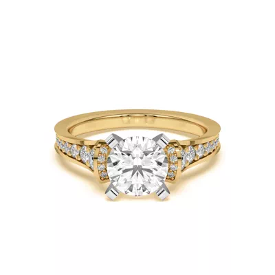 Bria Graduated Wide Cathedral Two-Tone Engagement Ring