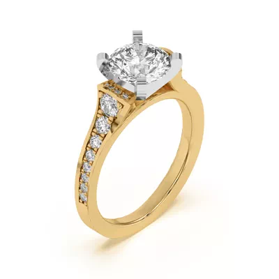 Bria Graduated Wide Cathedral Two-Tone Engagement Ring